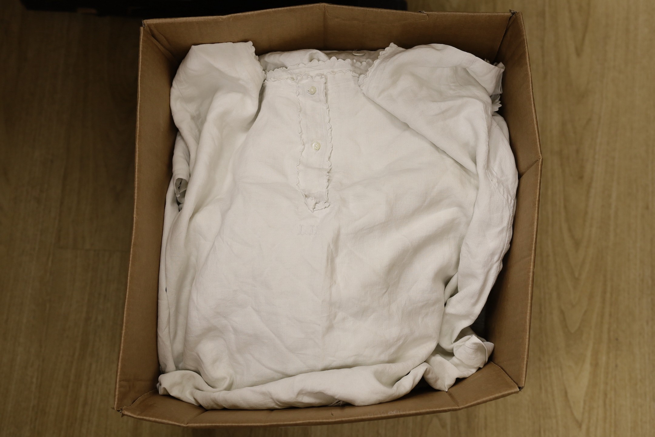 A large quantity of Victorian white wear; nightdress, camisoles, petticoats, etc.
